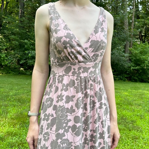 GARNET HILL soft floral pink gray maxi dress, S. - Picture 4 of 11
